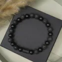 Bransoletka męska turmalin lawa wulkaniczna talizman amulet ochrona siła